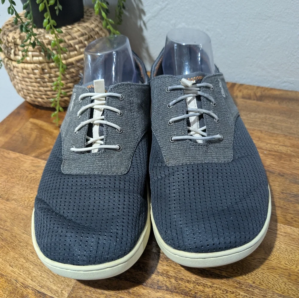 OluKai Nohea Moku Boat Shoes Mens 10.5 Blue Gray  Tie Denim Mesh Casual Sneakers